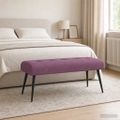 vidaXL Lavica s gombíkovým prešívaním Fialová 110 x 40 x 46 cm Zamat