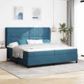 vidaXL Posteľ s pružinovým rámom Tmavomodrá 200 x 200 cm Zamat