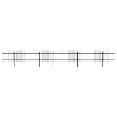 vidaXL Záhradný plot s vrchnou časťou z ocele 1506x175 cm čierny