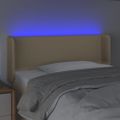 vidaXL Čelo postele s LED krémové 93x16x78/88 cm látka