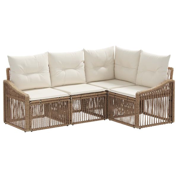 vidaXL Súprava záhradných pohoviek 4 pcs Béžová polyratan