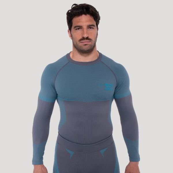 Bezšvové tričko s dlhým rukávom OG1 Grey/Blue - GymBeam, veľkosť L