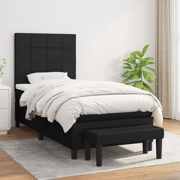 vidaXL Posteľný rám boxspring s matracom čierny 90x190 cm látka