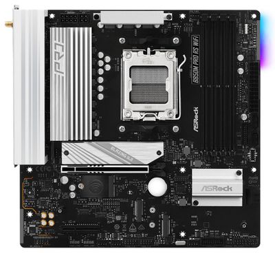 ASRock B850M Pro RS WiFi / AMD B850 / AM5 / 4x DDR5 DIMM / 3x M.2 / HDMI / DP / USB-C / WiFi / mATX