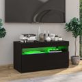 vidaXL TV skrinka s LED svetlami lesklá čierna 75x35x40 cm