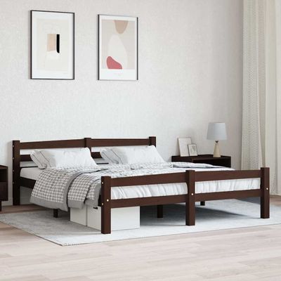 vidaXL Posteľný rám, tmavohnedý, borovicový masív 160x200 cm
