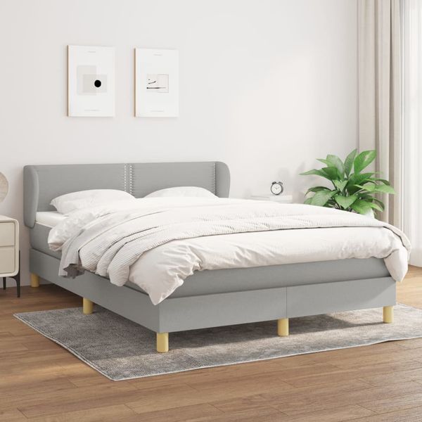 vidaXL Boxspring posteľ s matracom bledosivý 140x190 cm látka