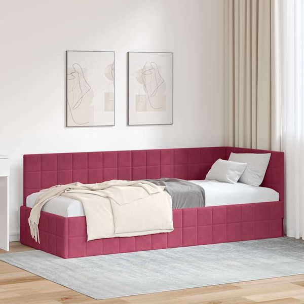vidaXL Rohový rám postele Víno červené 80 cm x 200 cm Zamat