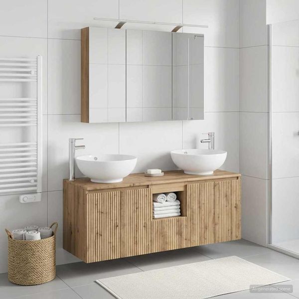vidaXL Set kabinetov do kúpeľne 4 pcs Dub artisan Kompozitné drevo