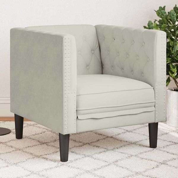 vidaXL Pohovka Chesterfield krémová zamat