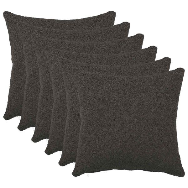 vidaXL Poťah na podložku 6 pcs HEERLEN Tmavosivá 50 x 50 cm Bouclé