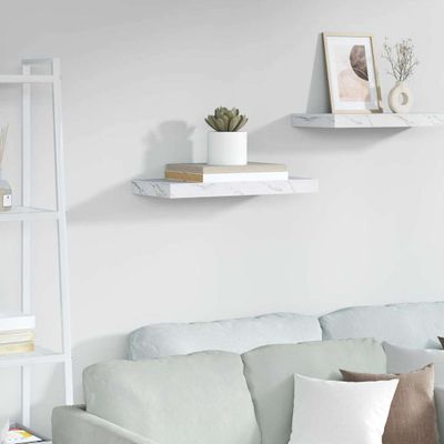 vidaXL Stenná polica Biely mramor 50 x 23 x 4 cm Kompozitné drevo