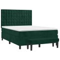 vidaXL Posteľný rám boxsping s matracom tmavozelený 140x190 cm zamat