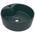 vidaXL Luxusné umývadlo, prepad, matné tmavozelené 36x13 cm, keramika
