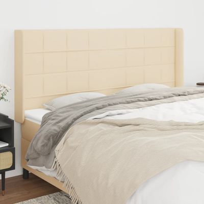 vidaXL Čelo postele so záhybmi krémový 203x16x118/128 cm látka