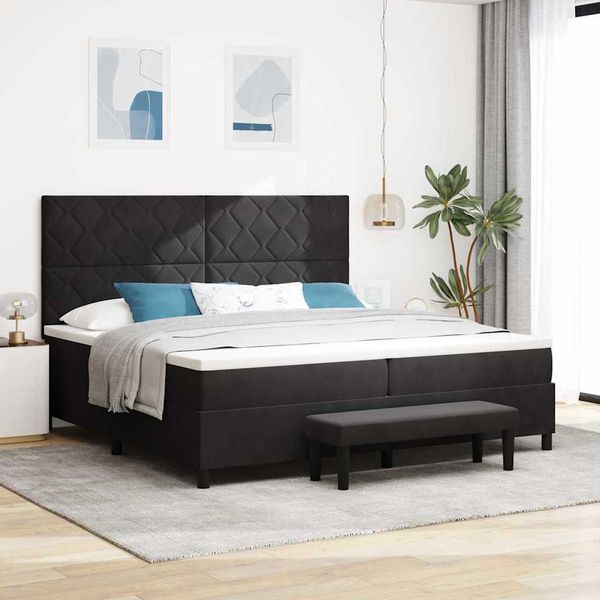 vidaXL Posteľ s pružinovým rámom Čierna 200 x 200 cm Zamat