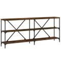 vidaXL Konzolový stolík dymový dub 180x30x75cm kompozitné drevo železo