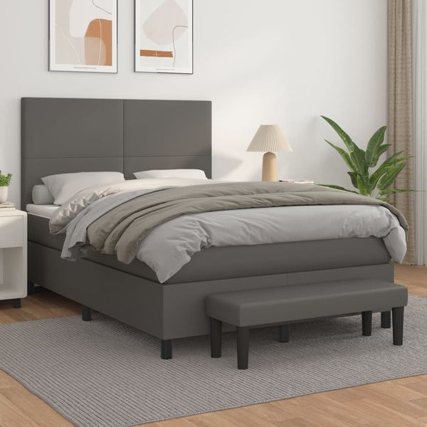 vidaXL Boxspring posteľ s matracom sivá 140x200 cm umelá koža