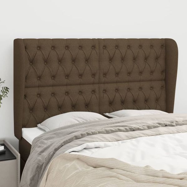 vidaXL Čelo postele so záhybmi tmavohnedé 163x23x118/128 cm látka