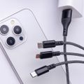 Maxlife ALLin1 kábel USB + USB-C - Lightning + 2x USB-C 1,0 m 66W čierny