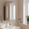 vidaXL Kúpeľňová zrkadlová skrinka s LED oblúková šedá 42x13x70 cm