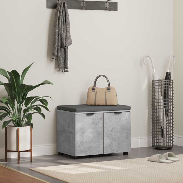 vidaXL Predsieňová lavica s vankúšom Betónovo Sivá 60 x 38 x 46 cm