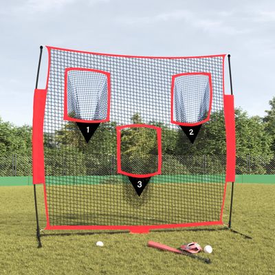 vidaXL Prenosná baseballová sieť čiernočervená 183x105x183cm polyester