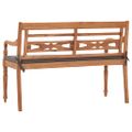 vidaXL Lavička Batavia s tmavosivou podložkou 120 cm tíkový masív