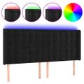 vidaXL Čelo postele s LED čierne 183x16x118/128 cm zamat