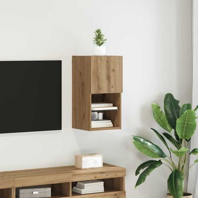 vidaXL Nástenný TV kabinet s LED Remeselný dub 30,5 x 30 x 60 cm