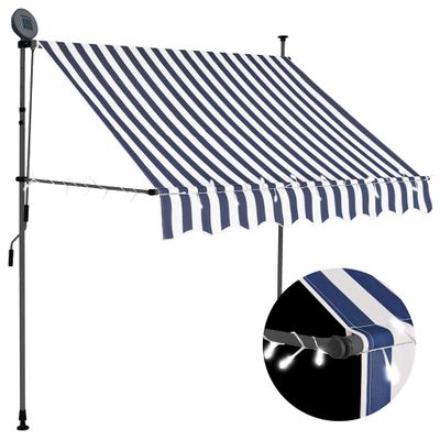 vidaXL Ručne zaťahovacia markíza s LED 200 cm, modro biela