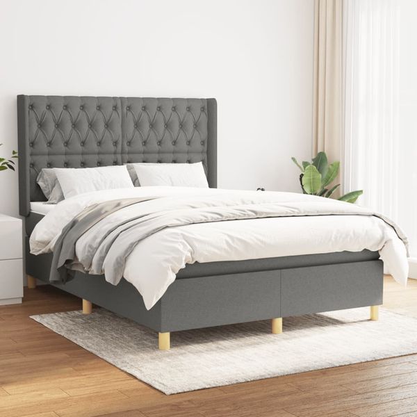 vidaXL Boxspring posteľ s matracom tmavosivá 140x200 cm látka