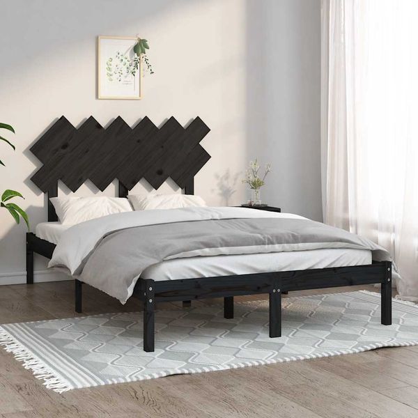 vidaXL Posteľný rám čierny 135x190 cm dvojlôžko masívne drevo