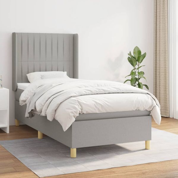 vidaXL Boxspring posteľ s matracom bledosivý 100x200 cm látka