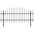 vidaXL Záhradný plot s vrchnou časťou z ocele 1506x100 cm čierny