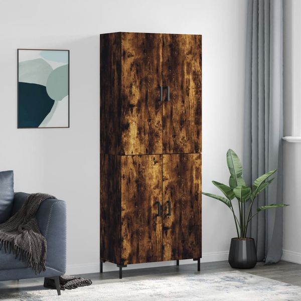 vidaXL Vysoká skrinka dymový dub 69,5x34x180 cm spracované drevo