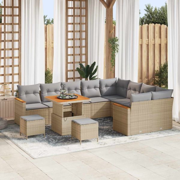 vidaXL Súprava záhradných pohoviek 12 pcs Béžová polyratan