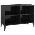 vidaXL TV stolík nohy z kovu lesklý čierny 69,5x30x50 cm