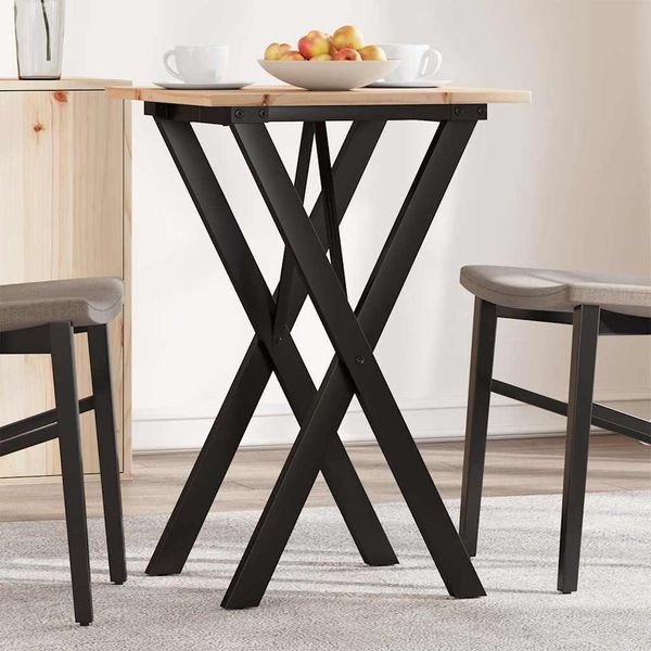 vidaXL Jedálenský stolík v tvare X 50x50x75 cm borovica a oceľ