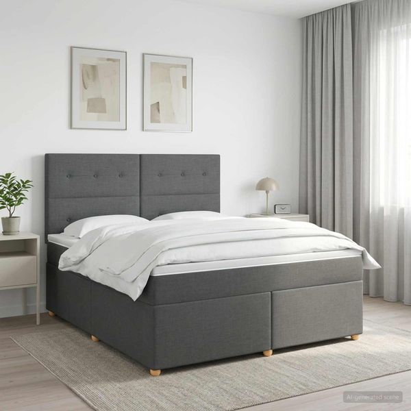 vidaXL Posteľ boxspring s matracom Tmavosivá 140 x 190 cm Látka