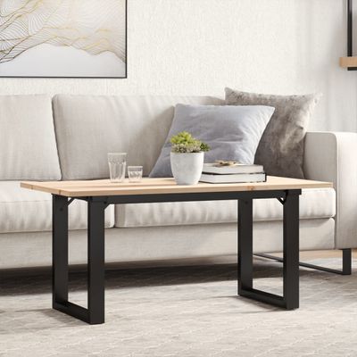 vidaXL Konferenčný stolík v tvare O 100x50x45 cm borovica a oceľ