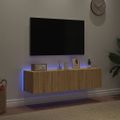 vidaXL TV nástenné skrinky s LED svetlami 2 ks dub sonoma 60x35x31 cm
