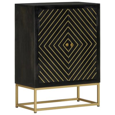 vidaXL Komoda s 2 dverami čierno-zlatá 55x30x75 cm masívny mangovník