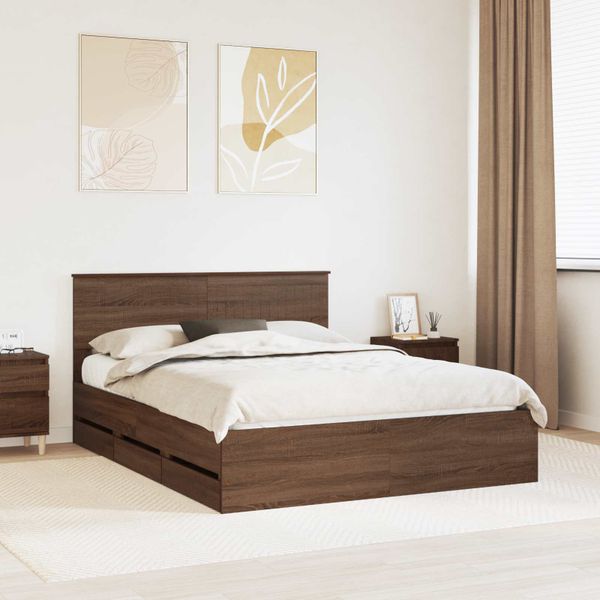 vidaXL Rám postele Hnedý dub 150 x 200 cm Inžinierske drevo