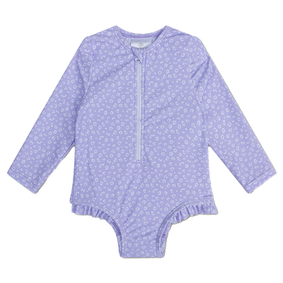 Plavky s dlhým rukávom s UPF 50+ Lila Leopard