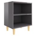 vidaXL Nočné stolíky, nohy z masívu 2 ks, lesklé sivé 40x30x50 cm