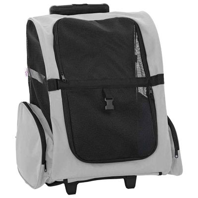 vidaXL Vozík pre domáce zvieratá 3 v 1, dizajn, sivý, 48 x 32 x (57-106) cm, oxfordská látka
