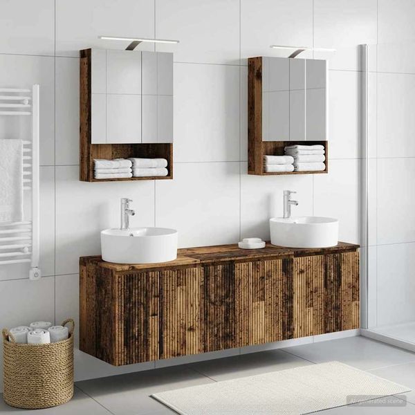 vidaXL Set kabinetov do kúpeľne 5 pcs Staré drevo Kompozitné drevo