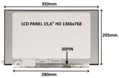 LCD PANEL 15,6'' HD 1366x768 30PIN MATNÝ / BEZ ÚCHYTOV