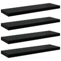 vidaXL Plávajúce nástenné police 4ks, lesklé čierne 90x23,5x3,8cm, MDF